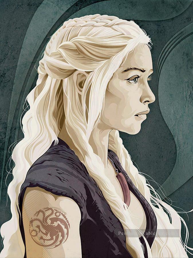 Portrait de Daenerys Targaryen 4 Le Trône de fer Peintures à l'huile